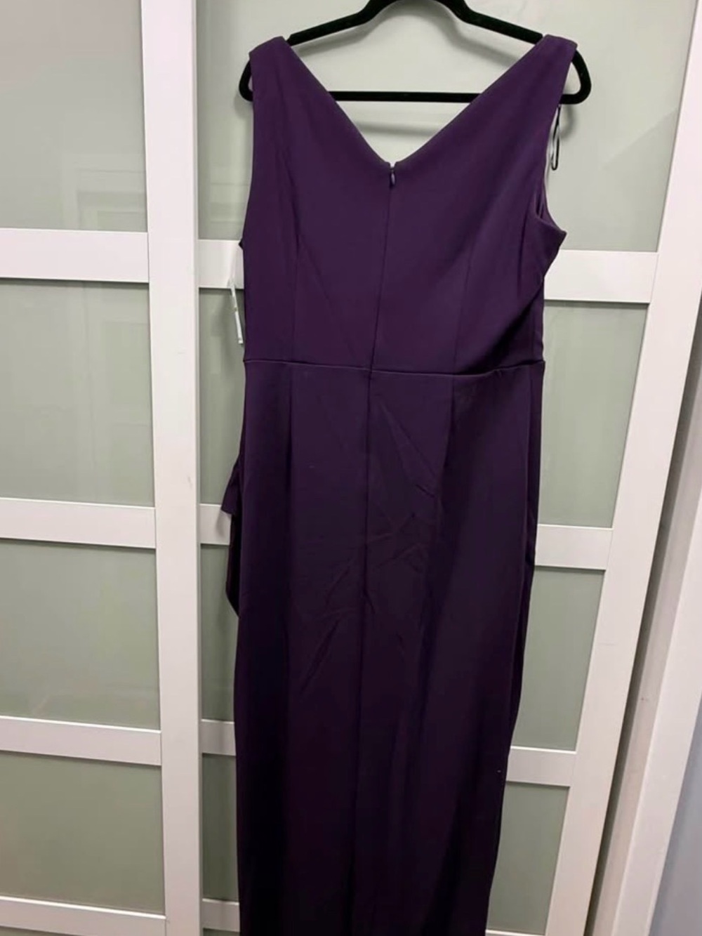 SLNY Purple Sleeveless Draped Midi Dress with Jewel Brooch - Picture 3 of 3